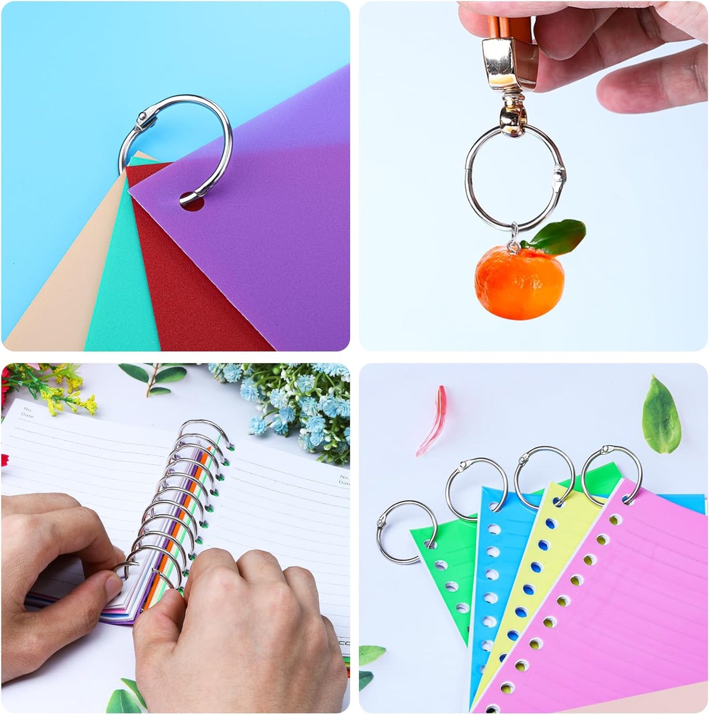 Decymis 50 Pack Binder Rings 1 Inch, Loose Leaf Binder Rings for Index Cards, Metal Steel Paper Rings, Small Binder Rings, Office Metal Book Rings, Sturdy Binder Rings, Keychain Key Rings Metal