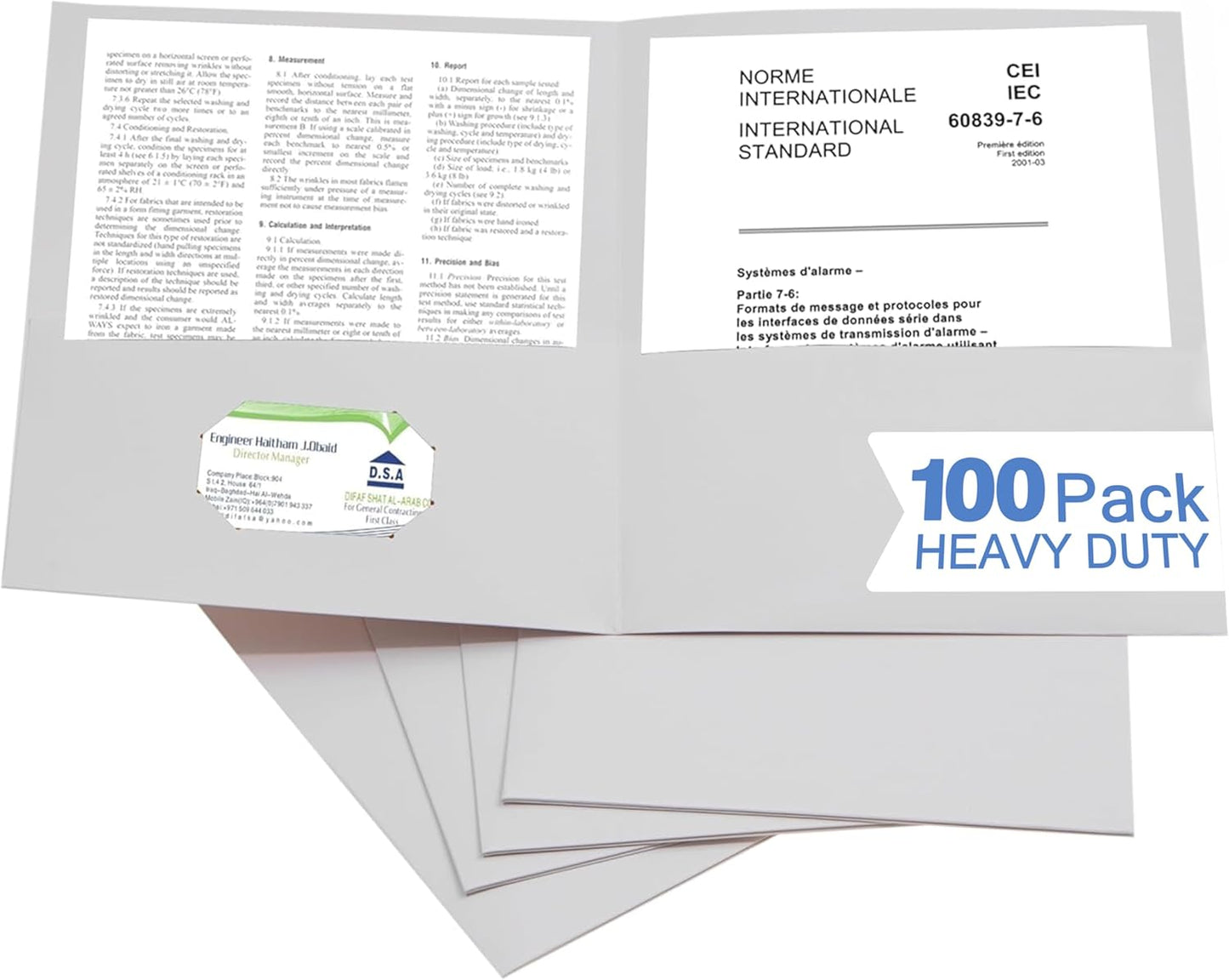 Zzrywuty 50 Packs Two Pocket File Folders with Business Card Slot,Textured Paper,Letter Size,Holds 100 Plus Sheets for School,Office,Business,Royal Blue