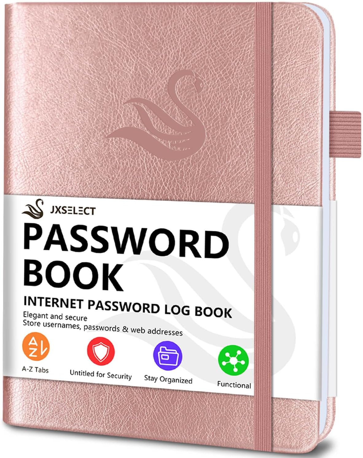 Elegant Password Book with Alphabetical Tabs - Hardcover Password Book for Internet Website Address Login - 5.2" x 7.6" Password Keeper and Organizer w/Notes Section & Back Pocket (Turquoise)