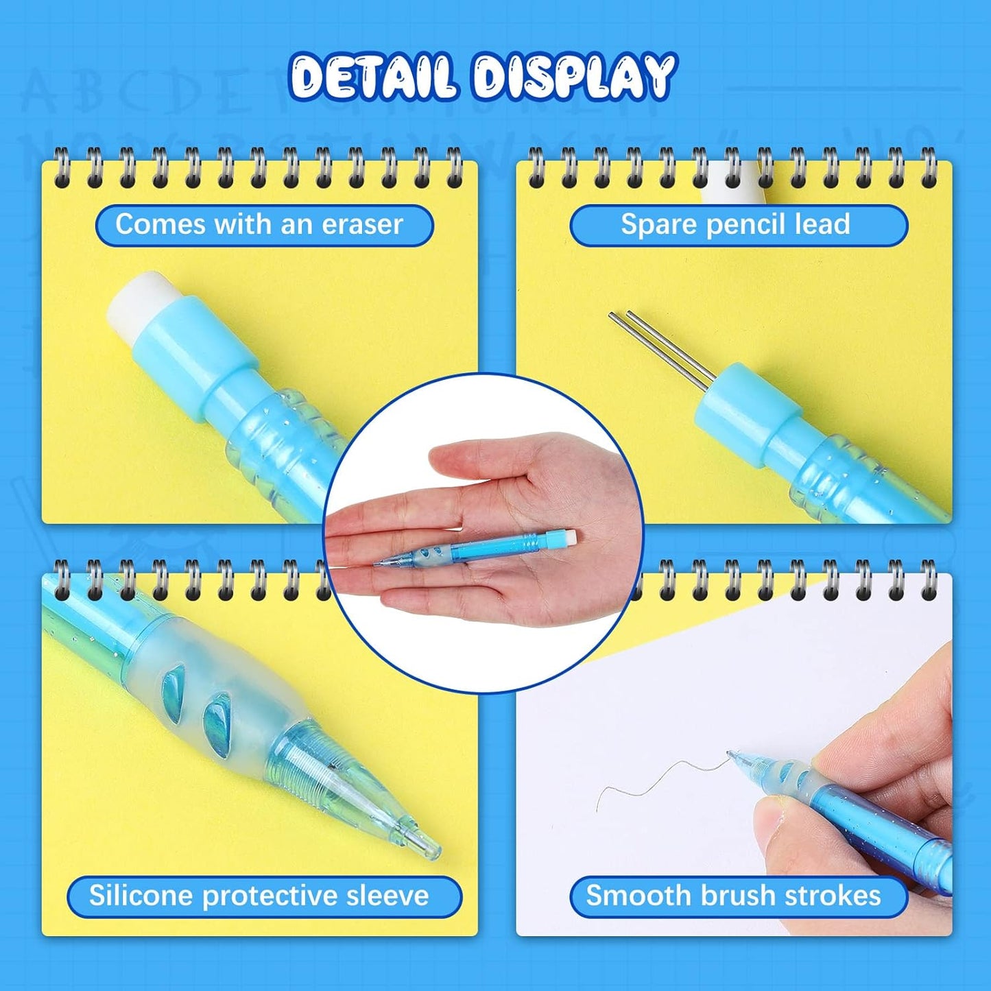Gersoniel Assorted Mini Mechanical Pencils 0.7 mm Automatic Pencils with Mini Erasers Pens Stationery Supplies for Home Office School Writing Drawing Drafting(16 Pieces)