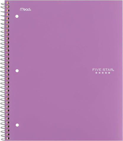 Five Star Spiral Notebook + Study App, 1 Subject, Wide Ruled Paper, 8" x 10-1/2", 100 Sheets, Fights Ink Bleed, Water Resistant Cover, Tidewater Blue (72875)