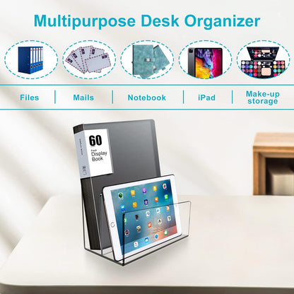 Boloyo Acrylic File Holder,1PC 2 Sections Rainbow File Organizer Mail Letter Sorter Desktop Folder Holder for Home Office School Envelope Bill Filling Paper Document