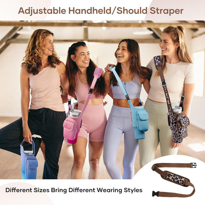 Bufilea Carrier Bag with Phone Holder Pockets for Stanley 40/30oz Tumbler with Handle, Insulated Neoprene Crossbody Bag Cup Holder w/Shoulder & Handheld Straps Fits Stanley Cup Accessories