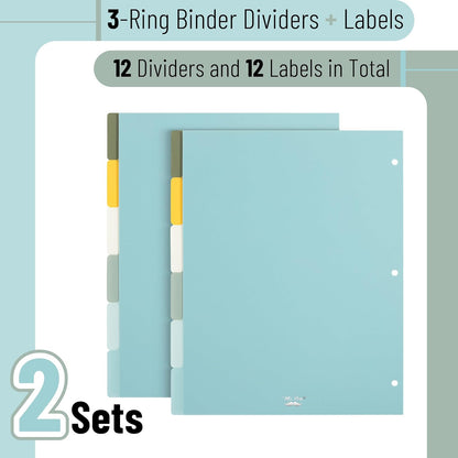 Mr. Pen- Binder Dividers, 6 Tab Dividers, Pack of 2 Sets (12 Dividers Total), Dividers