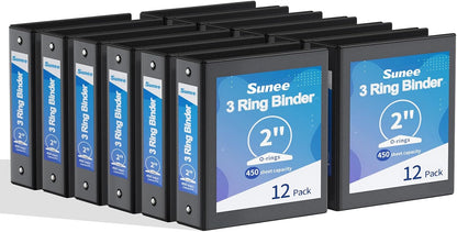 SUNEE 1/2 Inch Binders 3 Ring 10 Pack Bulk, PVC-Free Clear View Half Inch Binders (Fits 8.5x11 Inches) for School, Office & Home Use, White