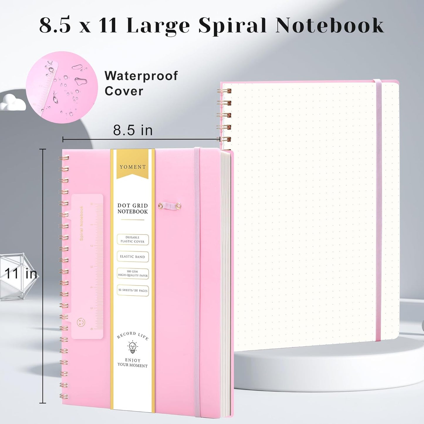 Yoment Graph Paper Spiral Notebook A5 Graphing Notebook 160 Pages Graph Paper Notebook Spiral Bound Waterproof Plastic Hardcover Spiral Journal 5x7 Grid Notebooks for Note Taking,Black