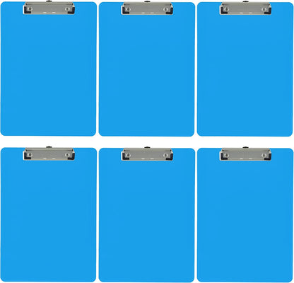 Trade Quest Plastic Clipboard Opaque Color Letter Size Low Profile Clip (Pack of 6) (Black)