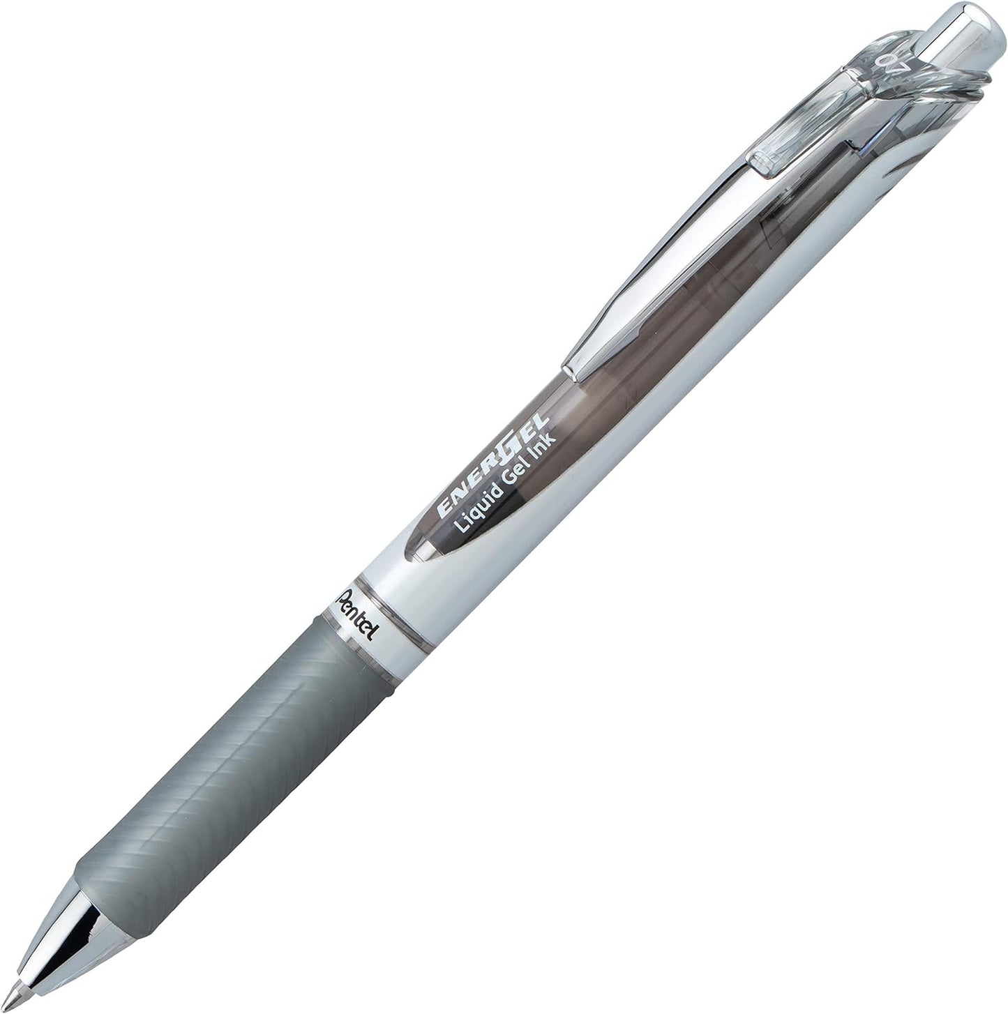 Pentel EnerGel RTX Retractable Liquid Gel Pen, (0.7mm) Medium Line, Metal Tip, Black Ink, Box of 12 (BL77-A)