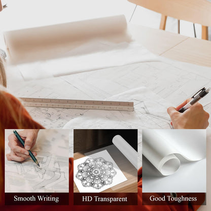 Tracing Paper for Drawing, 9 X 12'' Tracing Paper Pad, 75 Sheets Transparent Vellum Paper for Tracing Pads, 38lb/60gsm Translucent Trace Pad for Pencil Sketching, Image Tracing.