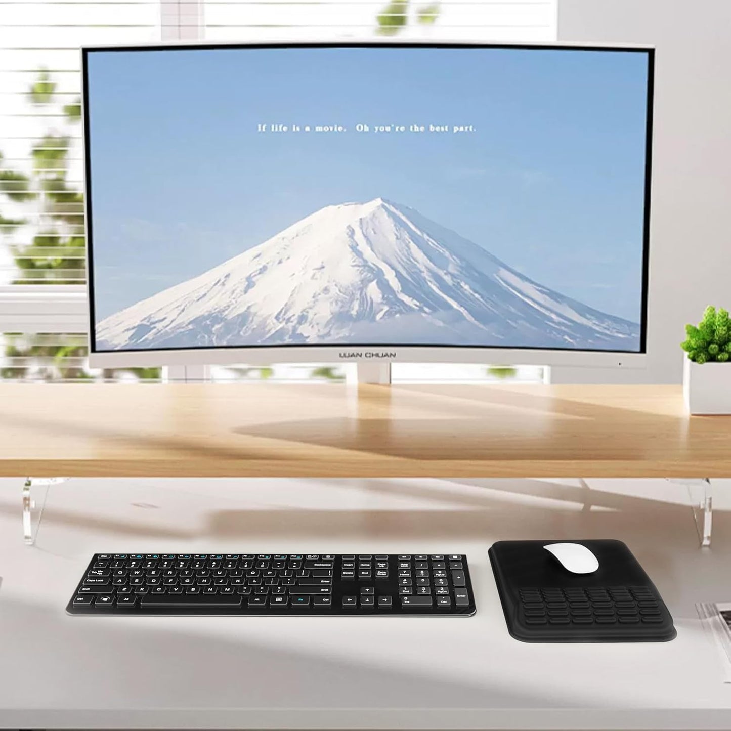 MEKASS Ergonomic Mouse Pad with Wrist Rest, Mouse Pad with Wrist Support for Pain Relief, Memory Foam Mousepad with Massage Design, Non-Slip PU Base for Office, Home, Desk (Classic Black)