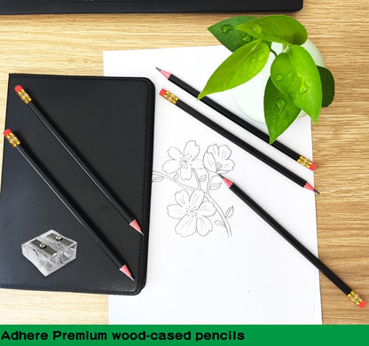 Adhere 25pcs Woodcase Pencils with Eraser Premium Pre-Sharpened Hexagon Graphite 2B pencils ideal for home, office writing including a Free Sharpener(Pink・25pcs)