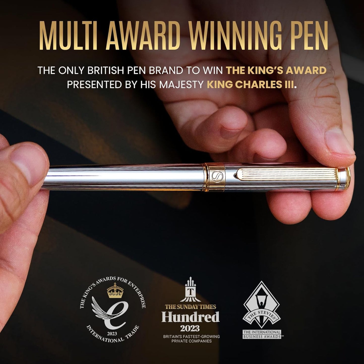 Scriveiner Midnight Blue Rollerball Pen - Stunning Blue Lacquer Luxury Pen, Chrome Finish, Schmidt Ink Refills, Men & Women, Professional, Executive Office, Nice Pen