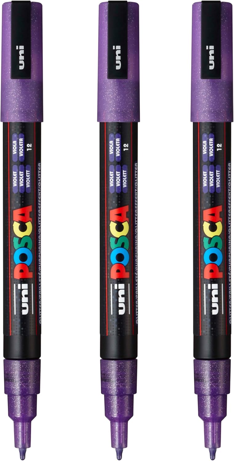 posca PC-3M Water-Based Paint Markers, Reversible Fine Tip (0.9-1.3mm), Pink, 3 Count