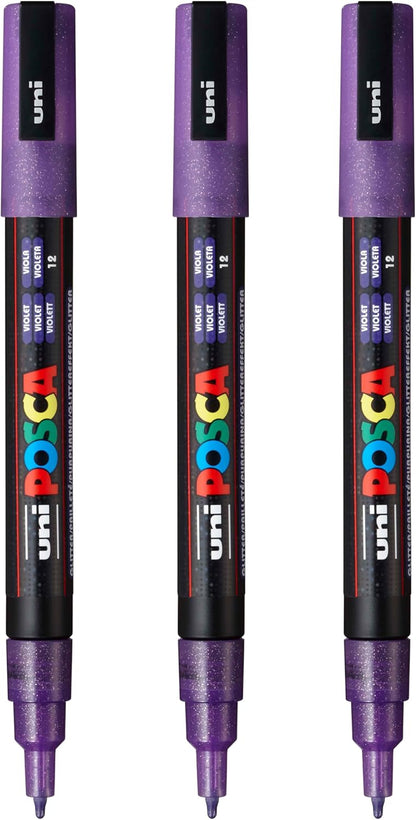 posca PC-3M Water-Based Paint Markers, Reversible Fine Tip (0.9-1.3mm), Pink, 3 Count