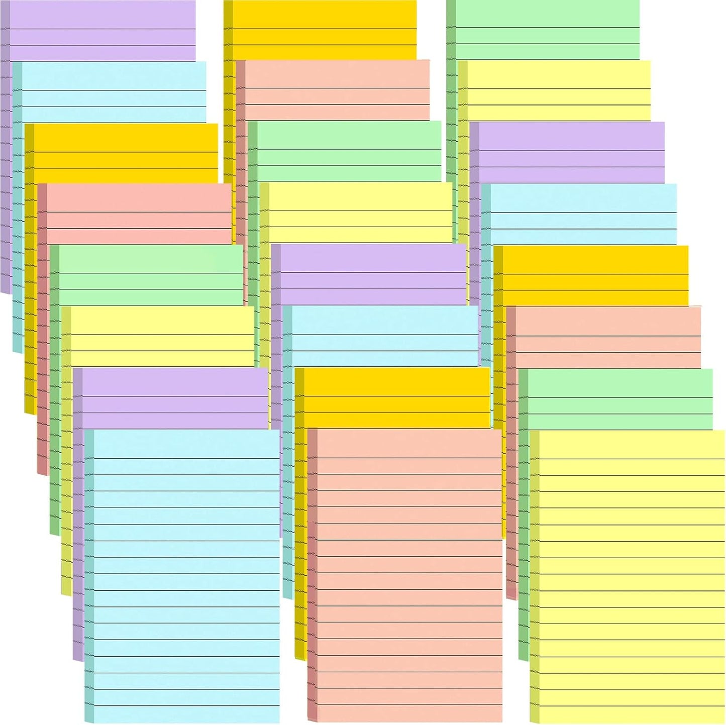 24 Pack Lined Sticky Notes 4X6 in, Self Sticky Note Pads with Lines, Large Sticky Note Memo Pad for Office, Home, School, Meeting, 50 Sheets/pad, Morandi