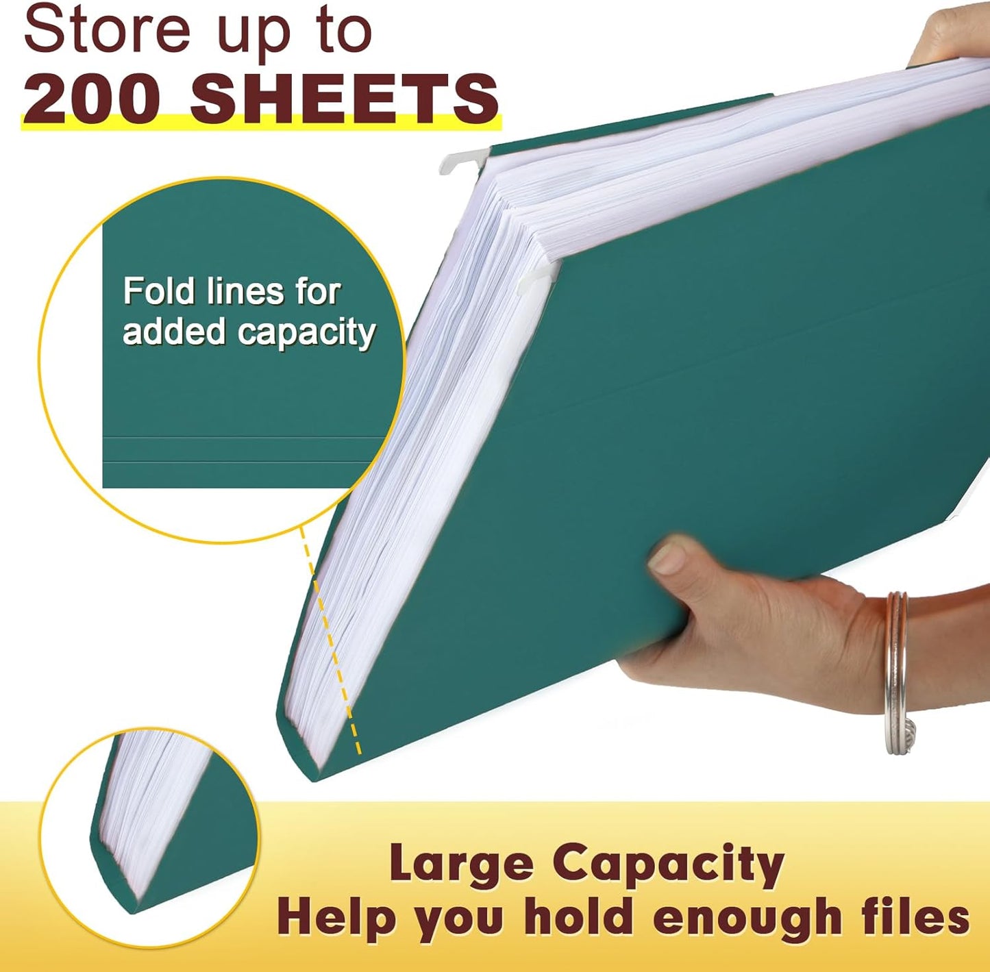 HERKKA Hanging File Folders, 30 Pack Reinforced Letter Size Hanging Folders, Designed for Bulky Files, Filing Cabinet, 1/5-Cut Adjustable Tabs (Blue)