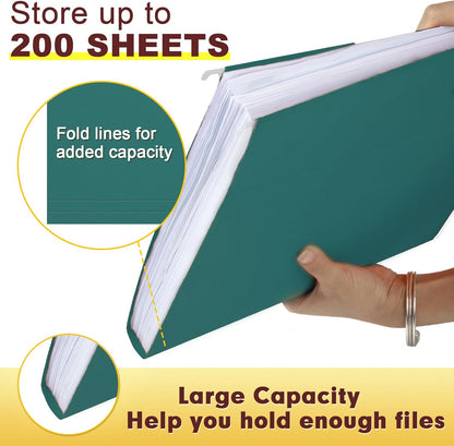 HERKKA Hanging File Folders, 30 Pack Reinforced Letter Size Hanging Folders, Designed for Bulky Files, Filing Cabinet, 1/5-Cut Adjustable Tabs (Blue)