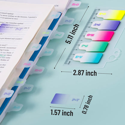 Golcellia Sticky Tabs for Notebooks 600 Pcs 5-Pattern Page Markers with Letter Index Flags, Book Tabs for Binders Bible Study Office School Supplies