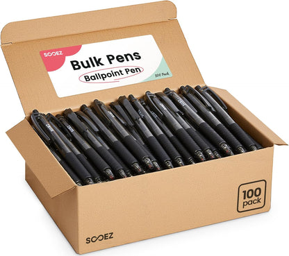 Sooez 40 Pack Bulk Pens Ballpoint, Smooth Writing Pens with Soft Grip, Retractable Black Ink Pens, Medium Point 1.0mm Pen for Journaling, Ballpoint Pen Office Supplies for Nurse, Server, Note Taking