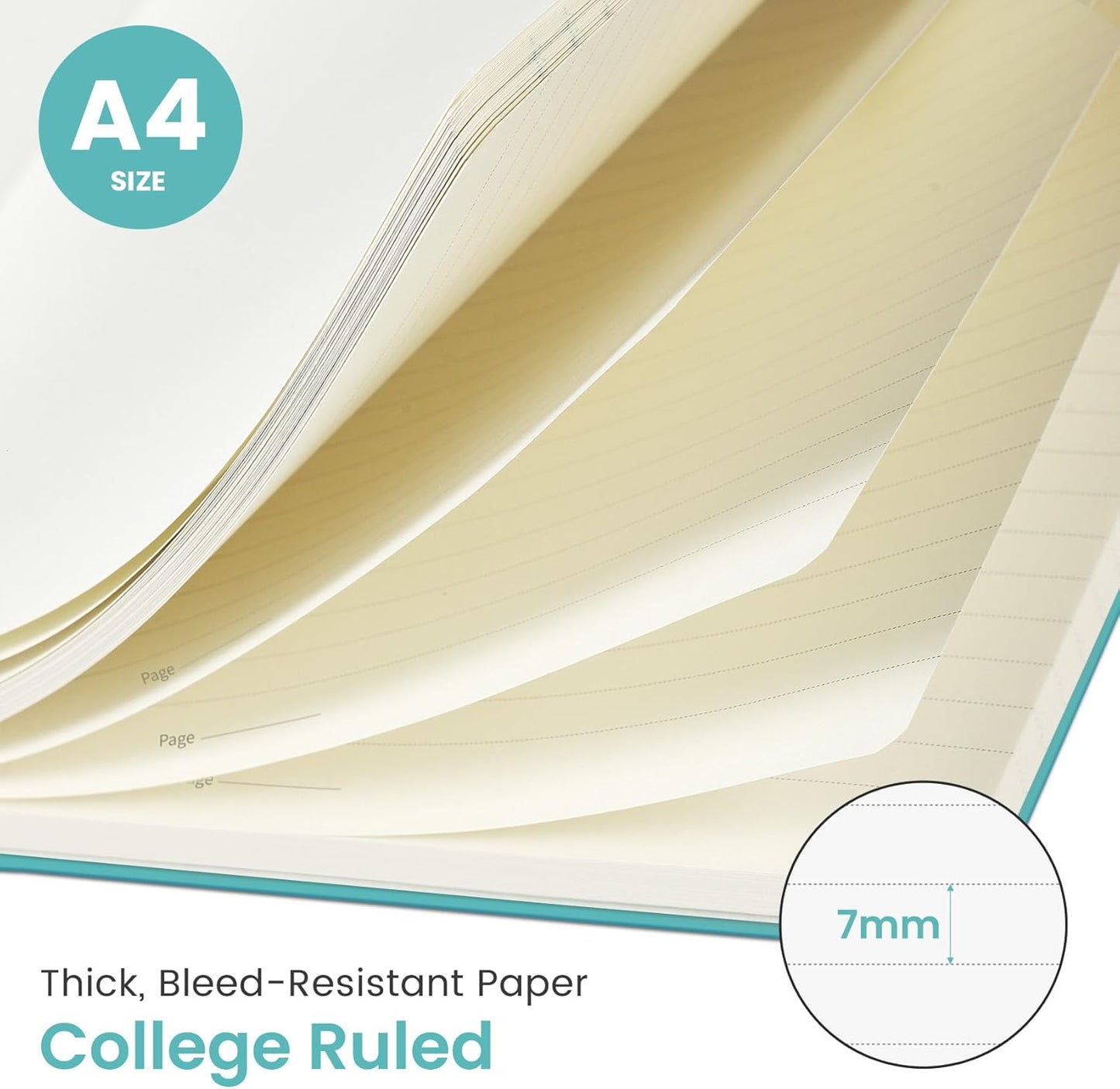 Taja Spiral Lined Notebook, 8.5"x11" Notebooks for Work, Large A4 Journal for Women & Men, College Ruled Journaling Notebook for Writing, Plastic Cover Spiral Journal, Green