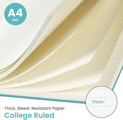 Taja Spiral Lined Notebook, 8.5"x11" Notebooks for Work, Large A4 Journal for Women & Men, College Ruled Journaling Notebook for Writing, Plastic Cover Spiral Journal, Green