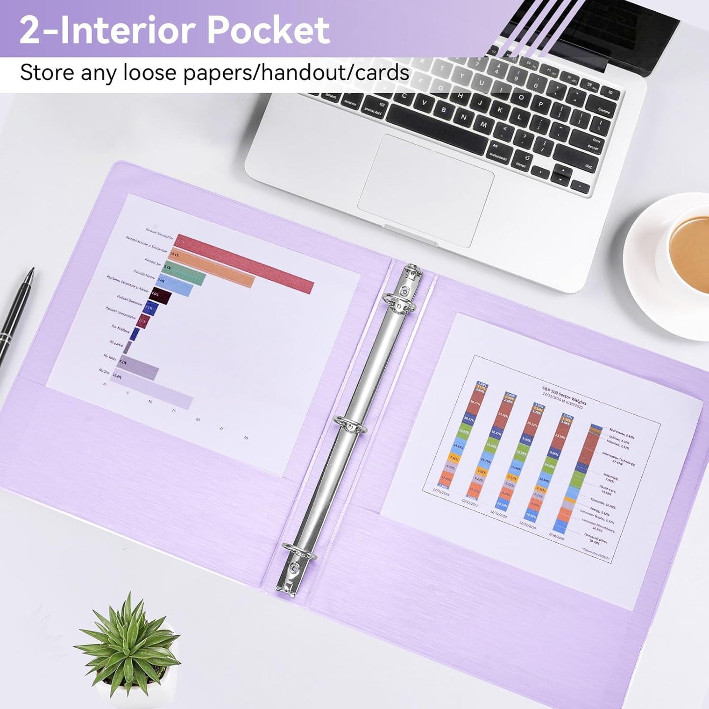 SUIN 1 Inch 3 Ring Binder, Clear 1'' View Presentation Binders with 2 Pockets, Fits 8.5 x 11 Letter Size, Durable Polypropylene, Non-Stick & PVC-Free for School, Office & Home (Orange)