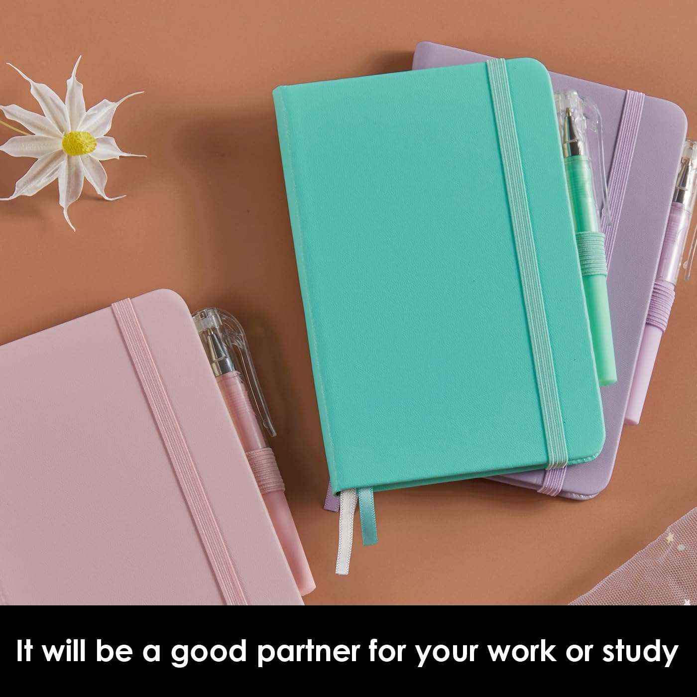NIRMIRO Small Notebook Journals, 3 Pack Mini Pocket Note pads for Men & Women Writing, A6 Small Leather Notepad 3.7" x 5.7" with Pen, Black, Red, Green