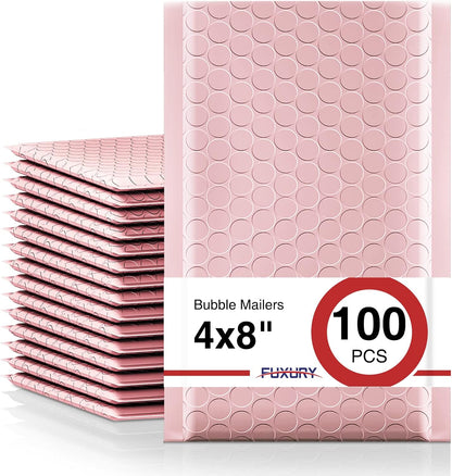 Fuxury Black Bubble Mailers 4x8" 100 Pack Waterproof Padded Envelopes Usable Size 4x7" Self Seal Bubble Envelopes Padded Mailers for Small Business, Envelope Mailers