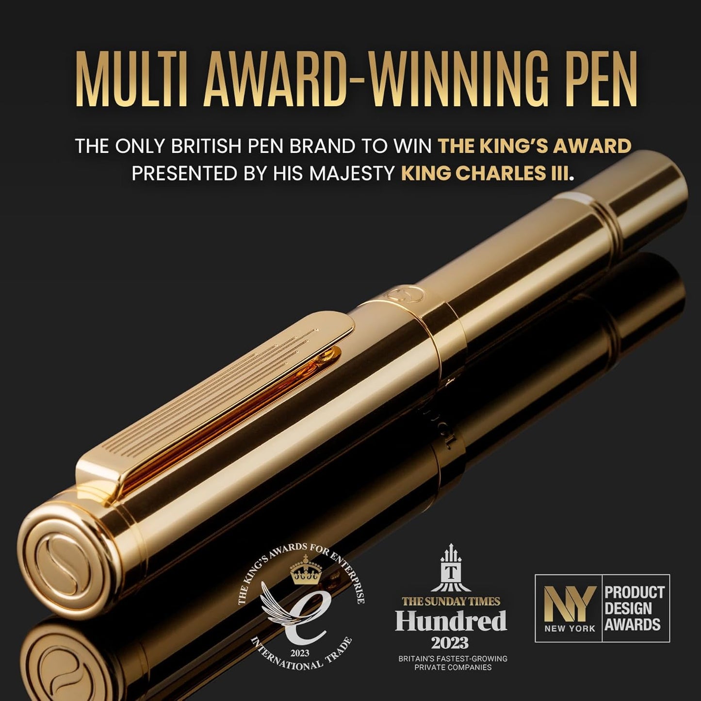 Scriveiner Black Rollerball EDC Luxury Pen, Stunning Pocket Pen with Chrome Finish, Cool Writing, Best Gift for Men & Women, German Schmidt Refill, Nice Present, Fancy Office Designer Set
