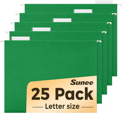 SUNEE Hanging File Folders, 25 Pack Letter Size Hanging File Folders with 1/5-Cut Tabs, Ideal for Home and Office Organization and Papers Classification,Yellow