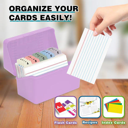 H4D 3x5 Index Card Holder with 100 Heavyweight Ruled Index Cards and 25 Plastic Dividers, Black