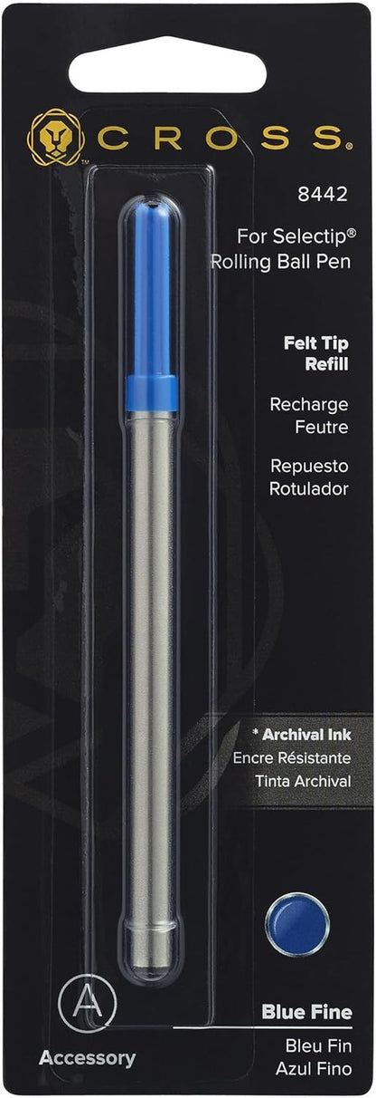 Cross Porous-Point Felt-Tip Refill for Selectip Pens - Blue - Medium - Felt-Tip Refill for Effortless Writing - Fast-Drying - Rich Pigmented Ink - Bold Lines & Smooth Laydown