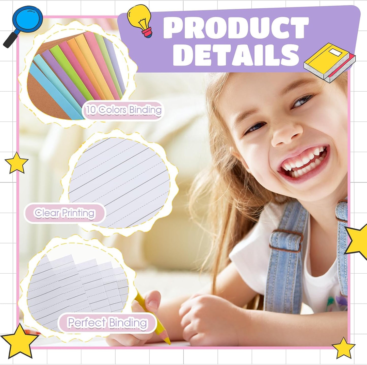 Henoyso 60 Pack Primary Composition Notebook, 9-3/4" x 7-1/2", Kids Primary Journal, K-2 Writing Notebook for Kids Student Draw Write Story Journal Half Blank Books(Macaron Color)