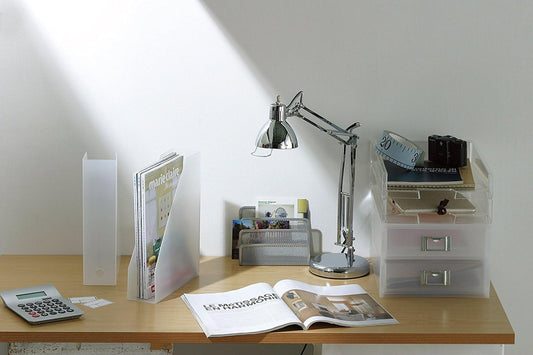 Like-it | MX-19 | Magazine File Set of 2 | File Holder, Office Organizer, Front Opening | Desk, Kitchen, Shelf, Table top, Drawer | 3.03" × 9.96" × 12.09" | Tr. White |