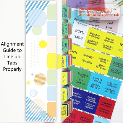 Index Tabs for DSM-5, Color-Coded and Laminated, with 11 Blank Tabs, Alignment Guide and Inspirational Bookmark Included, Tear-Resistant & Waterproof
