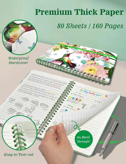 Melurika A5 Hardcover Spiral Notebook, 4 Pack 5.7x8.5 Inches Lined Journal 160 Pages College Ruled Spiral Bound Notebooks Gifts for Writing Note Taking Study Work Meeting and Travel