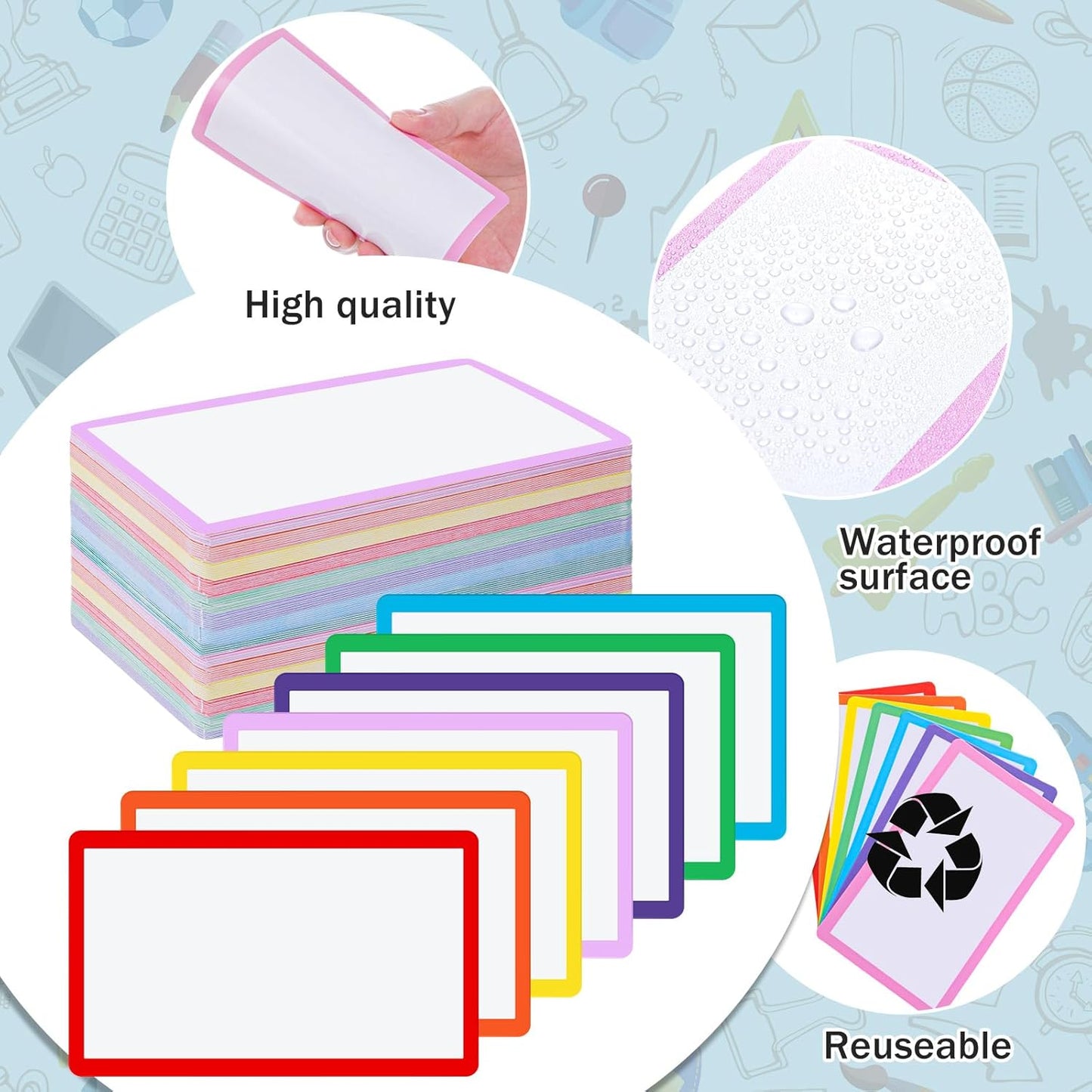 Harloon 100 Pcs Dry Erase Index Cards 3 x 5 Inch Laminated Reusable Dry Erase Note Cards Sheets for Office to Do List(White)