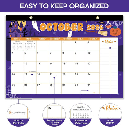 Desk Calendar 2026-2027, 21-Month Calendar Runs Until June 2027, Large 17" x 12" Monthly Desktop & Wall Calendar for Home & Office - Floral