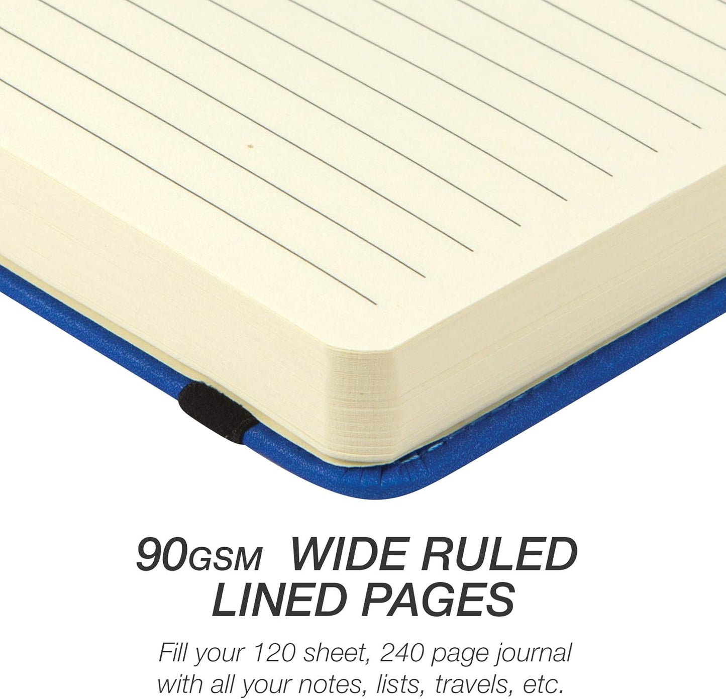 Samsill Large Hardcover Notebook, 240 Lined Notebook Pages, Black, 7.5 x 10 Inch
