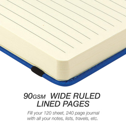 Samsill Large Hardcover Notebook, 240 Lined Notebook Pages, Black, 7.5 x 10 Inch