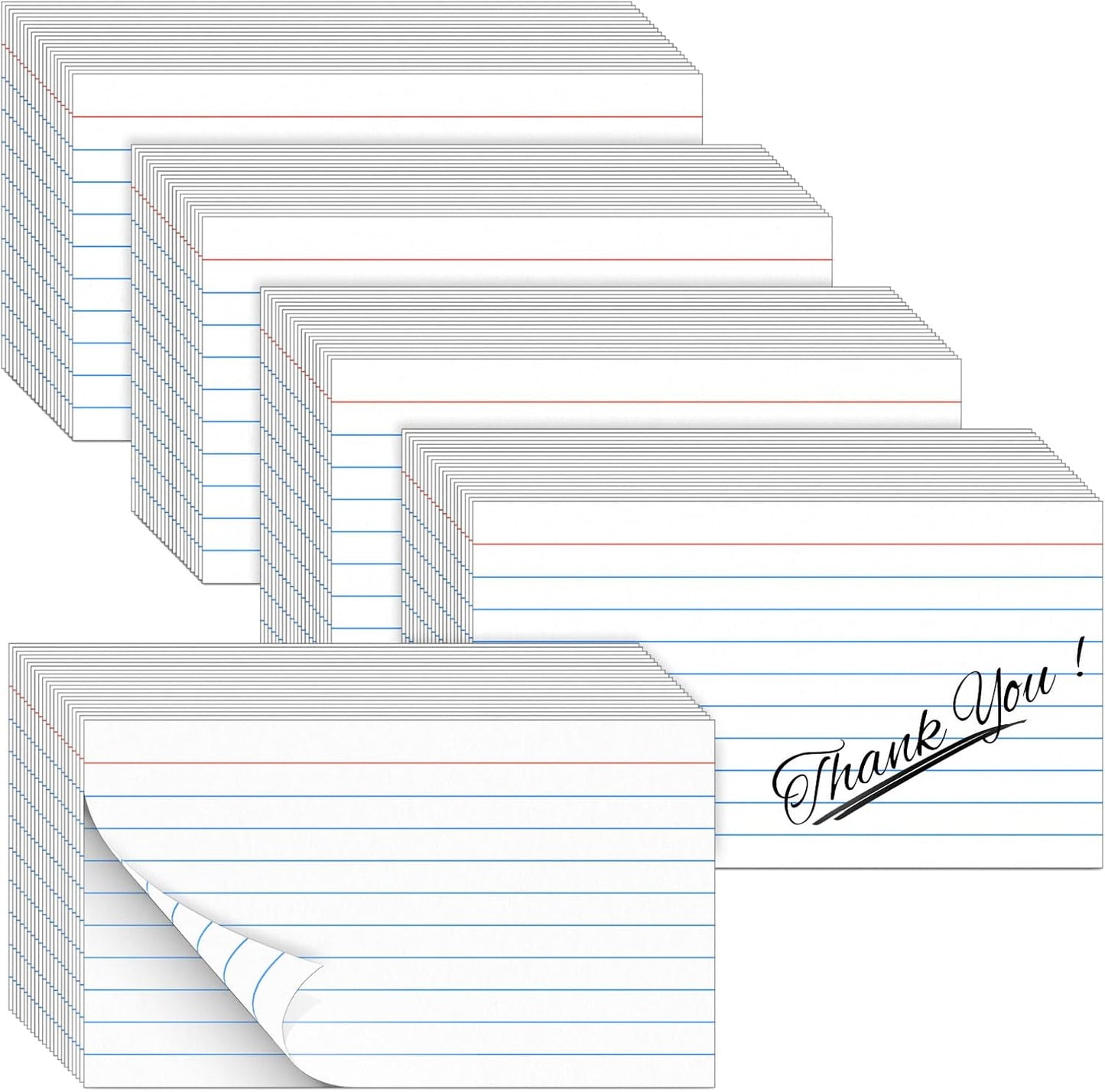 BIGNC Index Cards 3x5, 320 Pack Ruled Flash Cards, Note Cards 3x5 Lined, Flash Cards for Studying Note Taking and To Do List Double Side Lined, White