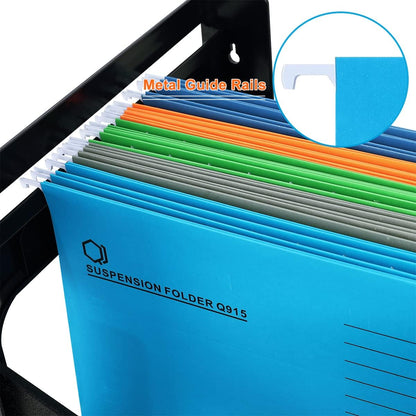 A4 Hanging File Folders, 25 Pcs Recycled Card File Folders for Filing Cabinet with Tabs and Card Inserts, Hanging Files Storage Folders for Office and School, Gray