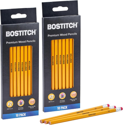 Bostitch Premium #2 Pencils, Premium Wood, Unsharpened, HB Graphite, 10-Pack