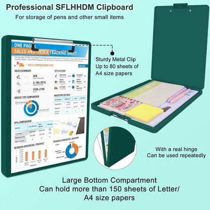 SFLHHDM Clipboard with Storage,Heavy Duty Clip Boards 8.5x11 with 2 Storage Case,Clear Visible Panel Storage Clipboards,Side Opening Nursing Clipboard Folder for Office Supplies-Light Purple