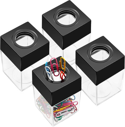 Outus 4 Pieces Magnetic Paper Clip Dispenser Holder Paperclip Dispenser for Desk, School, Office(Black)