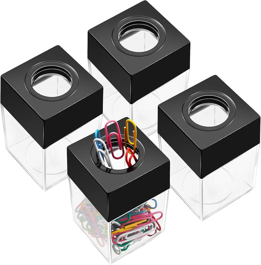 Outus 4 Pieces Magnetic Paper Clip Dispenser Holder Paperclip Dispenser for Desk, School, Office(Black)