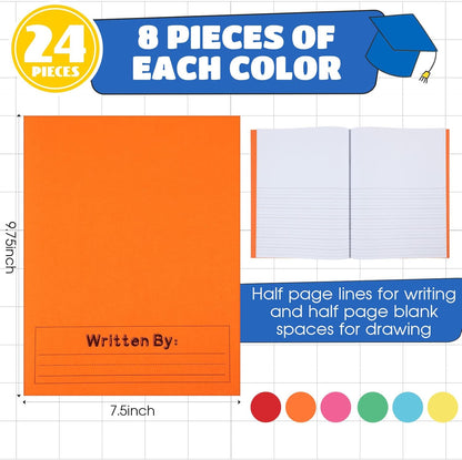 Henoyso 12 Pcs Primary Composition Notebook K-2 Primary Journal, Notebook for Kids Supplies, Bulk Blank Writing Book for Kid to Write Draw Journal 60 Page (9.8″ X 7.5″,Light Color)