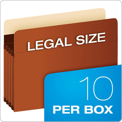Pendaflex Expanding Accordion File Pockets, Extra Durable, Expands 3.5", Legal Size, Reinforced with Dupont Tyvek Material, 10/Box (15423), Brown