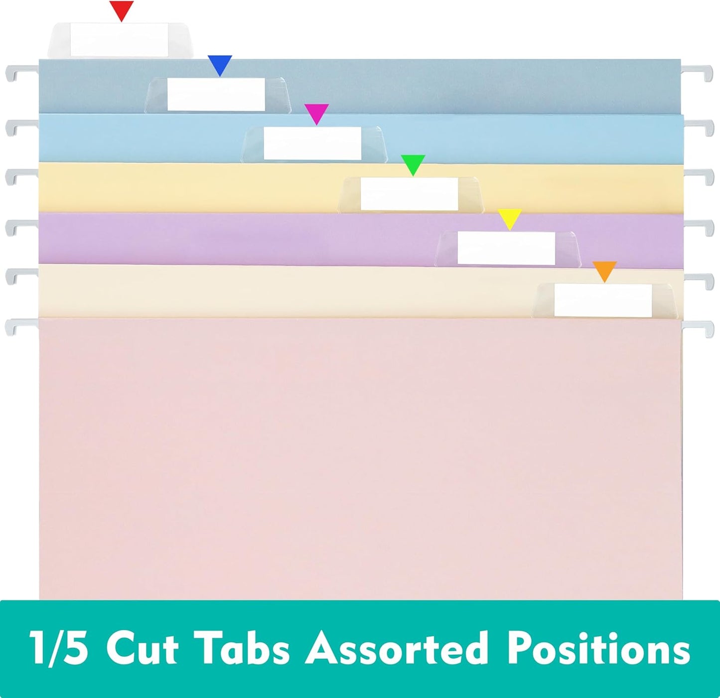 Zzrywuty Hanging File Folders Letter Size, 30-Pack Hanging File Folder with 1/5-Cut Tabs, Pastel File Folders Hanging Organizers for Filing Cabinet, Bulky Files & Medical Charts
