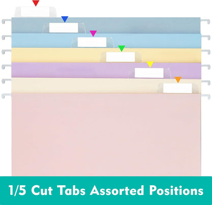 Zzrywuty Hanging File Folders Letter Size, 30-Pack Hanging File Folder with 1/5-Cut Tabs, Pastel File Folders Hanging Organizers for Filing Cabinet, Bulky Files & Medical Charts